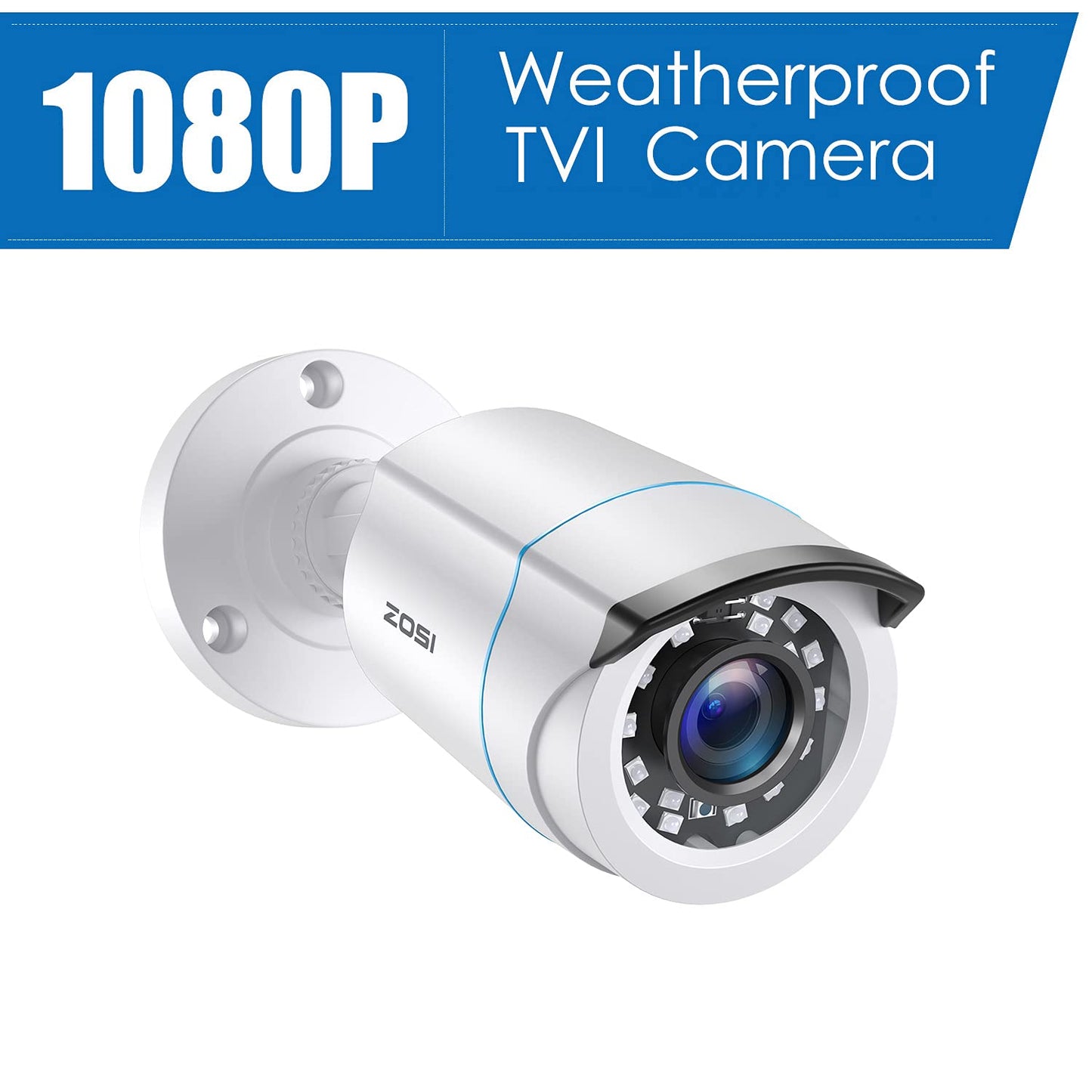 ZOSI 4 Pack 2MP 1080p HD-TVI Home Security Camera Outdoor Indoor 1920TVL,24PCS LEDs,80ft Night Vision, 90°View Angle, Weatherproof Outside