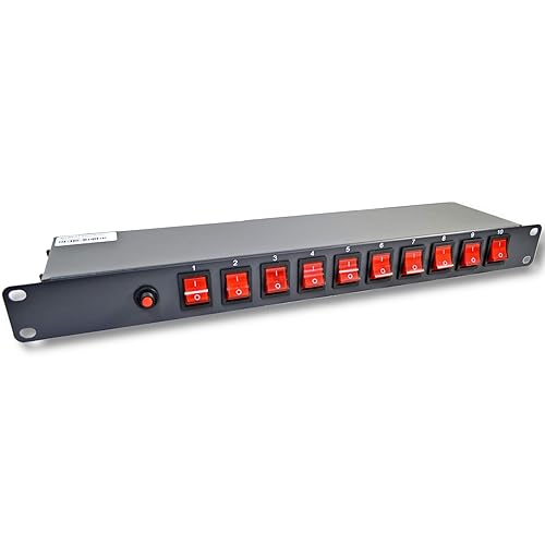 10 Outlets 15 Amps 125V Power Strip 19" 1U Rack Mount PDU Surge Protector and Switch Control 1800 Joules for Network Server Racks 4.5-ft Power Cable