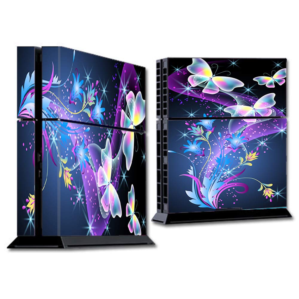 IT'S A SKIN Wrap Compatible with PS4 (R) Sony (R) PlayStation (R) Console - Decals Vinyl Stickers Overlay - glowing butterflies in flight