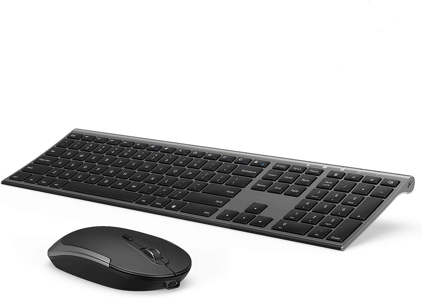 Wireless Keyboard and Mouse, Vssoplor Rechargeable Quiet Full-Size Keyboard and Mouse Combo Set Ultra Slim Design for Laptop, PC, Notebook