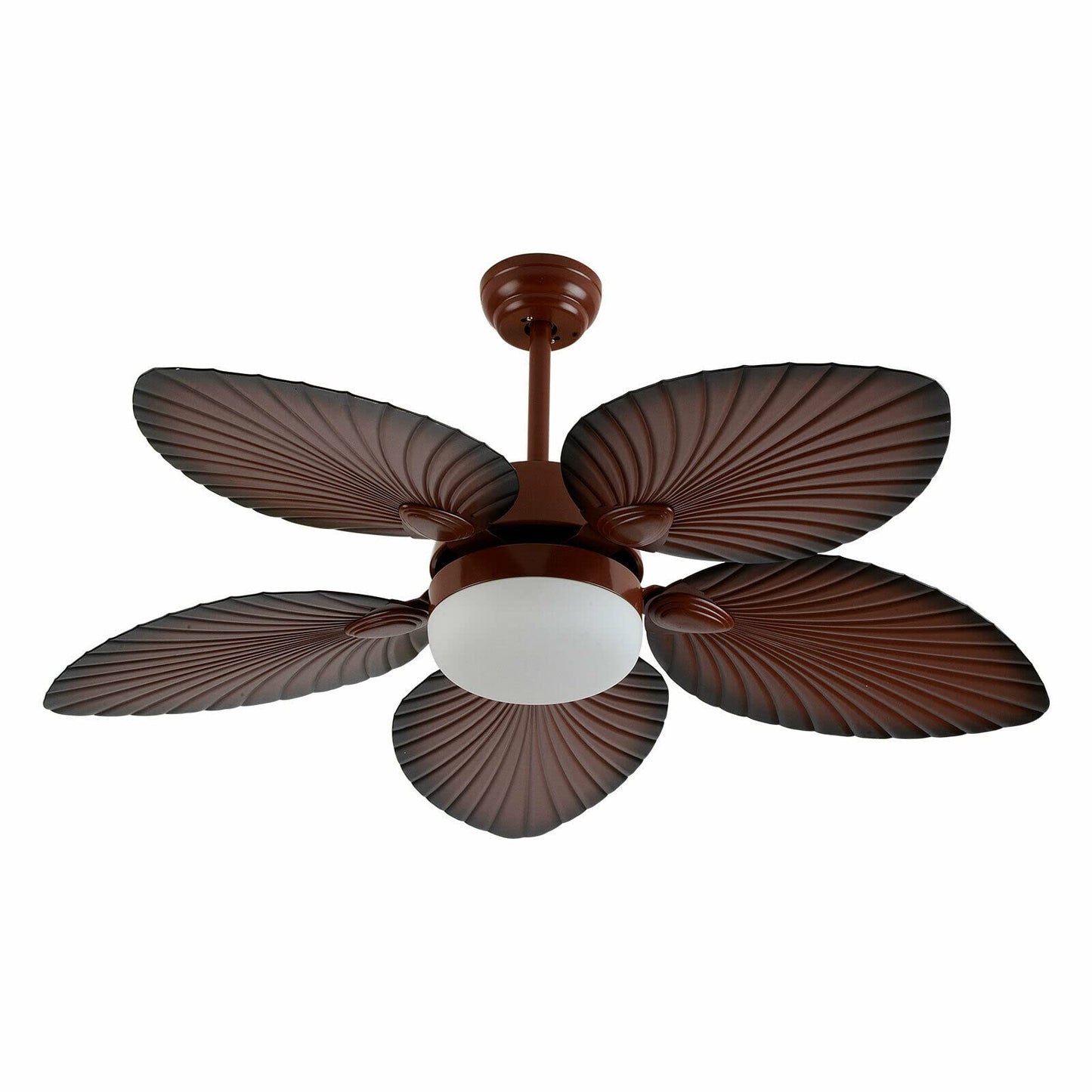 Ceiling Fan Light 5 Wood Palm Leaf Shaped Blades Tropical Style 3 Speed Quiet Motor Chandelier w/Remote for Bedroom Home Office Restaurant Bar Cafe