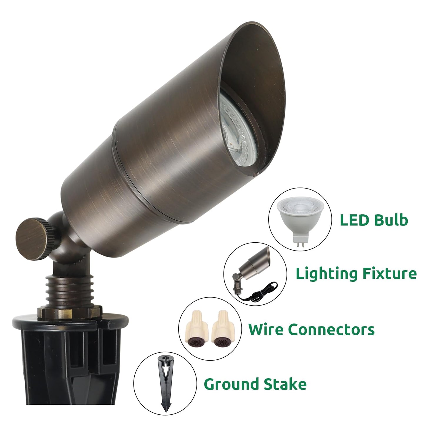 DOSHINE® Solid Brass Landscape LED Spotlights Outdoor Low Voltage Landscape Lighting AC/DC 12V Uplight Accent Light for Tree Garden Yard