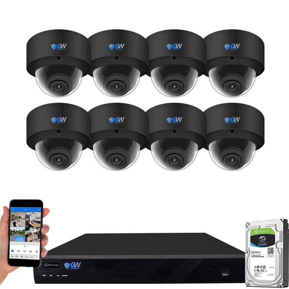 GW Security 16 Channel 12MP NVR UltraHD 4K Smart AI Human/Cars Detection PoE Security Camera System with 8 x 8MP Waterproof Microphone 135° Wide Angle