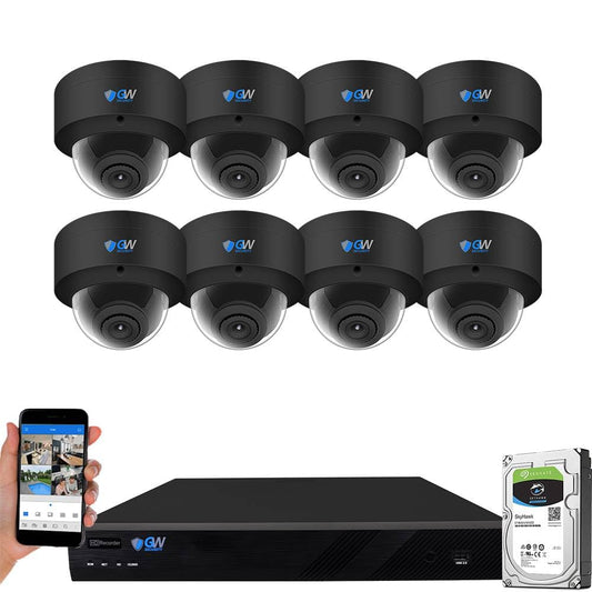 GW Security 16 Channel 12MP NVR UltraHD 4K Smart AI Human/Cars Detection PoE Security Camera System with 8 x 8MP Waterproof Microphone 135° Wide Angle