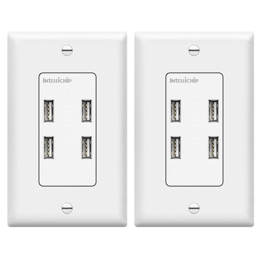 TOPGREENER 5.8A Ultra High Speed USB Quad 4-Port Wall Outlet Receptacle, Compatible with iPhone SE/11/XS/XR/X/8, Samsung Galaxy S20/S10/S9/Note