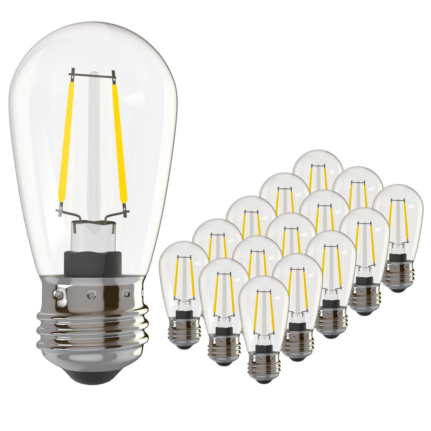 Banord 15 Pack 2W S14 LED Bulbs, 2700K Warm White