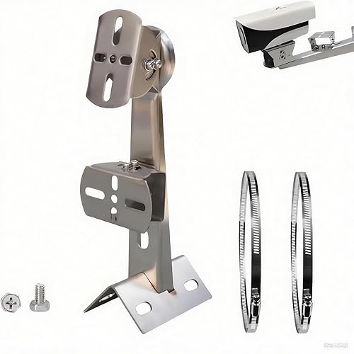 10" Heavy-Duty Stainless Steel Security Camera Mount Bracket - Universal Corner/Pole/Wall/Column Mount with Double Loops (2 x 4 Diameter) - Fits CCTV