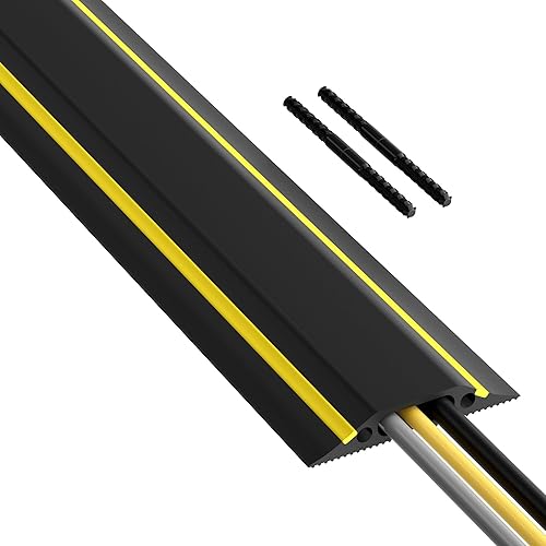 D-Line 6ft Floor Cord Cover, Made in USA Linkable Cable Protector, Hide Extension Cords, Protect Cords, Prevent Cable Trips, Cord Hider, Heavy Duty