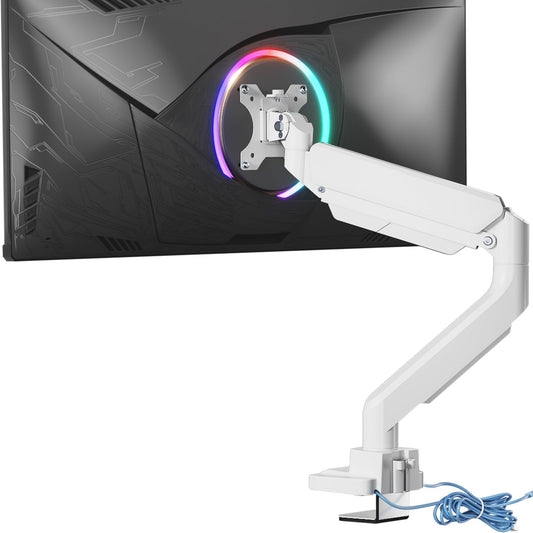 WALI Ultrawide Monitor Arm for 13 to 49 Inch Heavy Duty Curved Screens, Adjustable Single Monitor Desk Mount with 2 USB 3.0 Ports, Holds 33 lbs