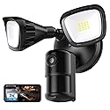 ieGeek Floodlight Camera Outdoor, 2K Wired Home Smart Security Cameras, 2.4G WiFi Flood Light Camera with Motion Sensor, Wiring 2600 Lumens Cam, Color