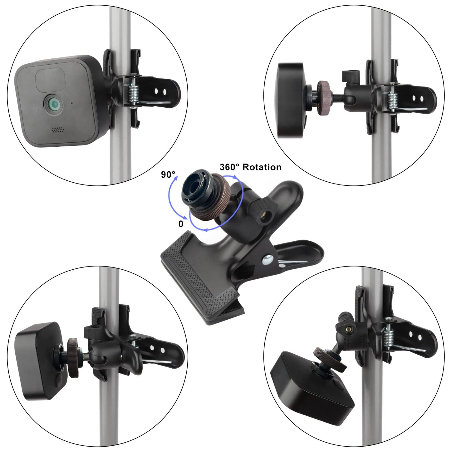iTODOS 2 Pack Clip Clamp Mount for Blink Outdoor 4 (4th Gen)/(3rd Gen)/XT/XT2/Mini, Metal Holder, Camera Mount Attach Wherever You Like Without Tools