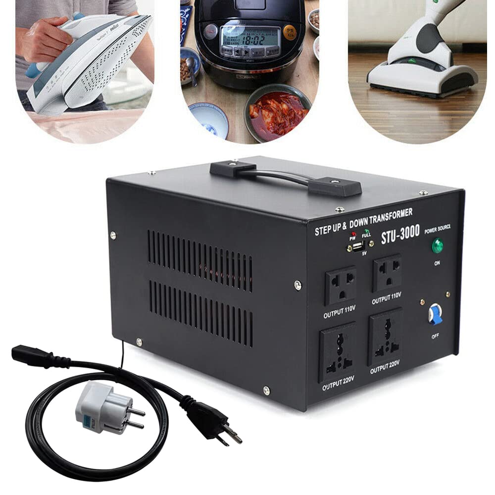 3000W Voltage Transformer Converter, Step Up/Down AC 110/220 V Heavy Duty Power Converter with DC 5V USB Port