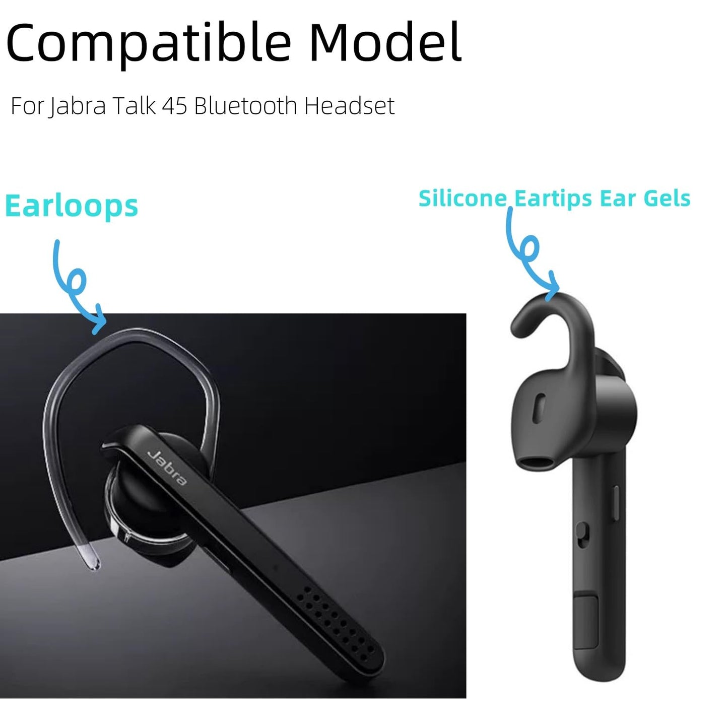 Miayaya Eargels Ear Loops Tips for Jabra Stealth UC Bluetooth Silicone Ear Pieces Compatible for Jabra Talk 45 Bluetooth Headset Accessory Pack Clips