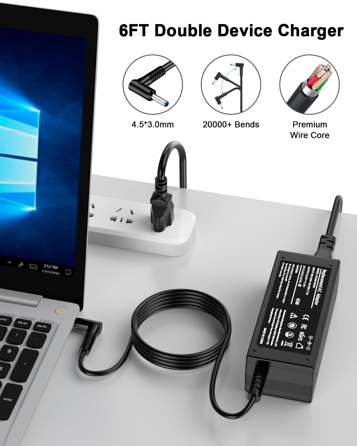 TSKYBEAR 45W Charger Compatible with HP Laptop Charger, Pavilion, Pavilion X360, Elitebook, Stream, Probook, Notebook 11 14 15 15-f272wm 15-f387wm