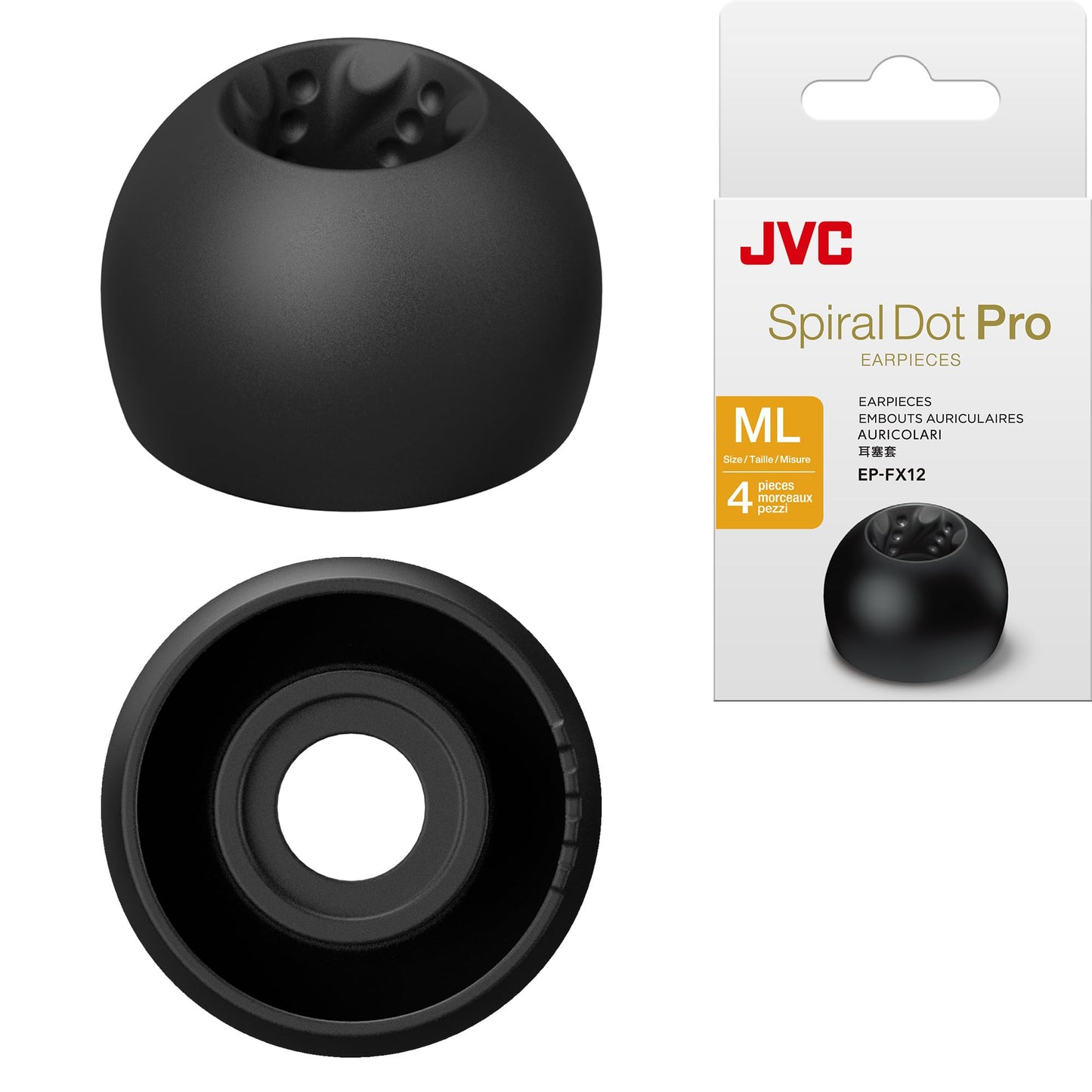 JVC EPFX12 Spiral Dot Pro Earpieces - 2 Set of (4) Ear Tips, Sizes Small Through Large, Fits Many JVC Models (Medium-Large 13mm)