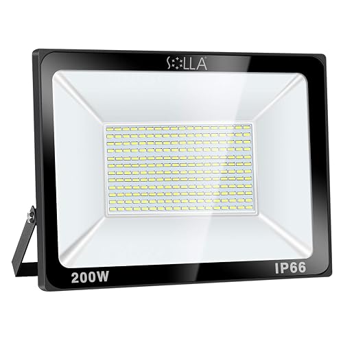 200W LED Flood Light Outdoor, 20000lm Super Bright Security Light, 1060W Equivalent, 3000K Warm White, IP66 Waterproof Outside Floodlights, LED Arena
