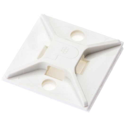 Panduit ABM2S-A-C Adhesive Backed Cable Tie Mount, 4-Way Mount, Pre-Installed Adhesive, Indoors Environment, ABS, Rubber Mounting Method, White (Pack