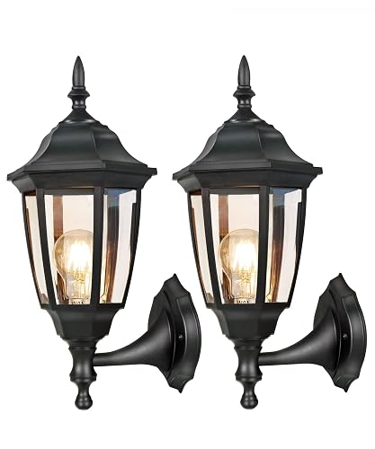 FUDESY Outdoor Wall Porch Lights, Exterior Waterproof Wall Sconce Light Fixture, Black Plastic Wall Lantern Wall Mount Lighting for Front Door