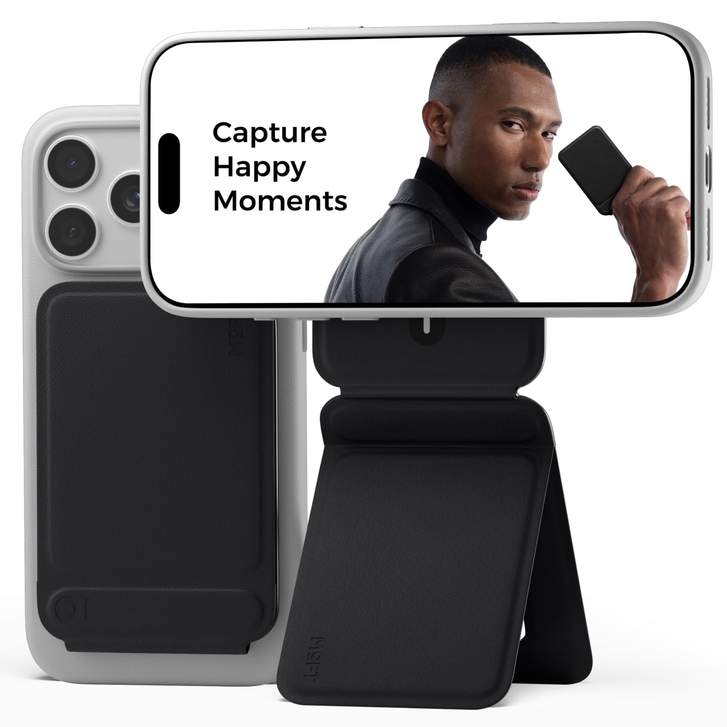MOFT Phone Tripod Stand Selfie Stick for iPhone, Multi-Angles iPhone Stand, Lightweight & Portable Phone Holder, Strong Magnets, MOVAS Vegan Leather
