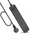Power Strip Surge Protector Socket, 6 Outlets for Multiple Devices, 10Ft Flat Plug Heavy Duty Extension Cord, Power Delivery Charging Power Strip
