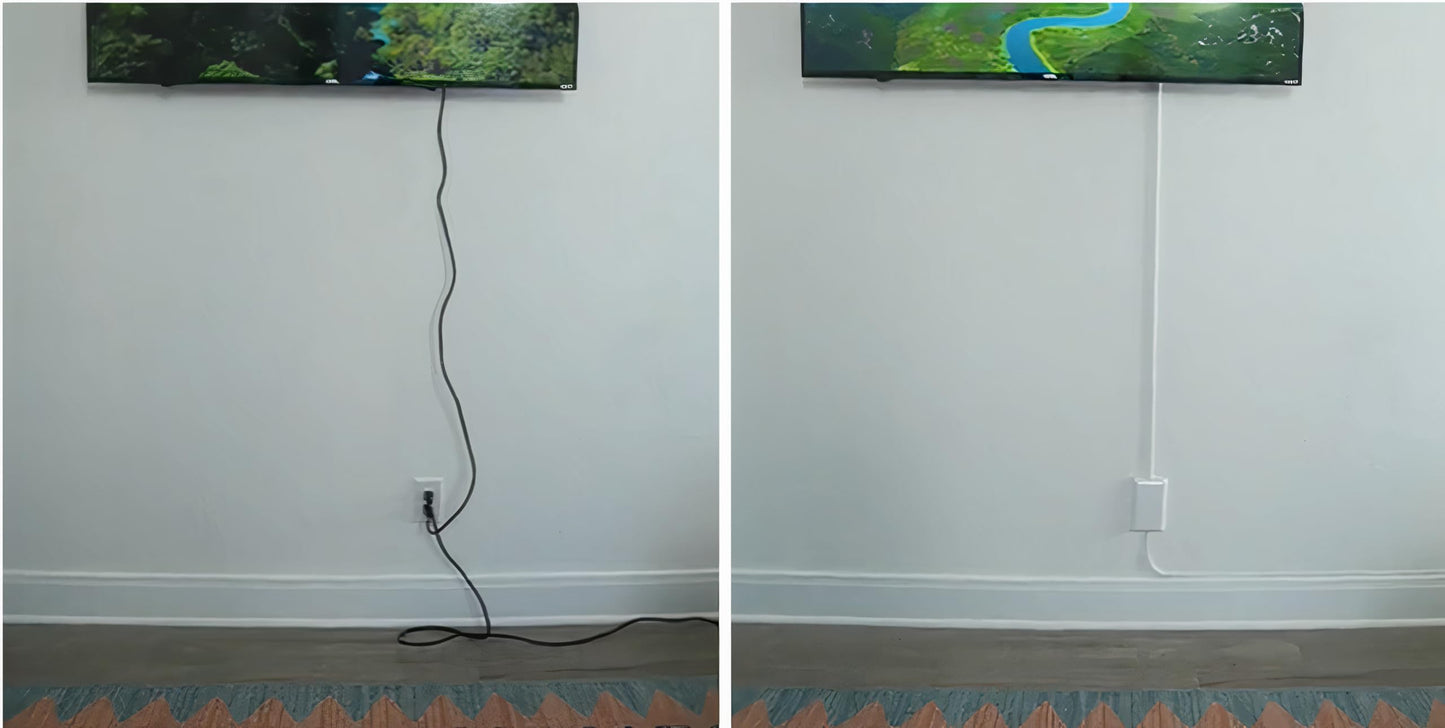 Sleek Socket Original & Patented Ultra-Thin Outlet Concealer with Cord Concealer Kit, Top 6 Foot A/C Power Cord for Mounted TV with C7 or C13