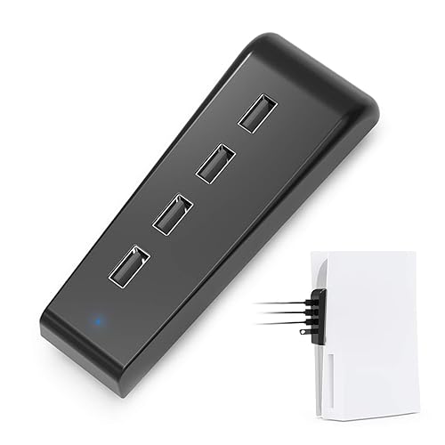 NexiGo PS5 4 Ports USB Hub, [Minimalist Design], High-Speed Data Transfer, Fast Charging Ports for DualSense Controller, Splitter Expander