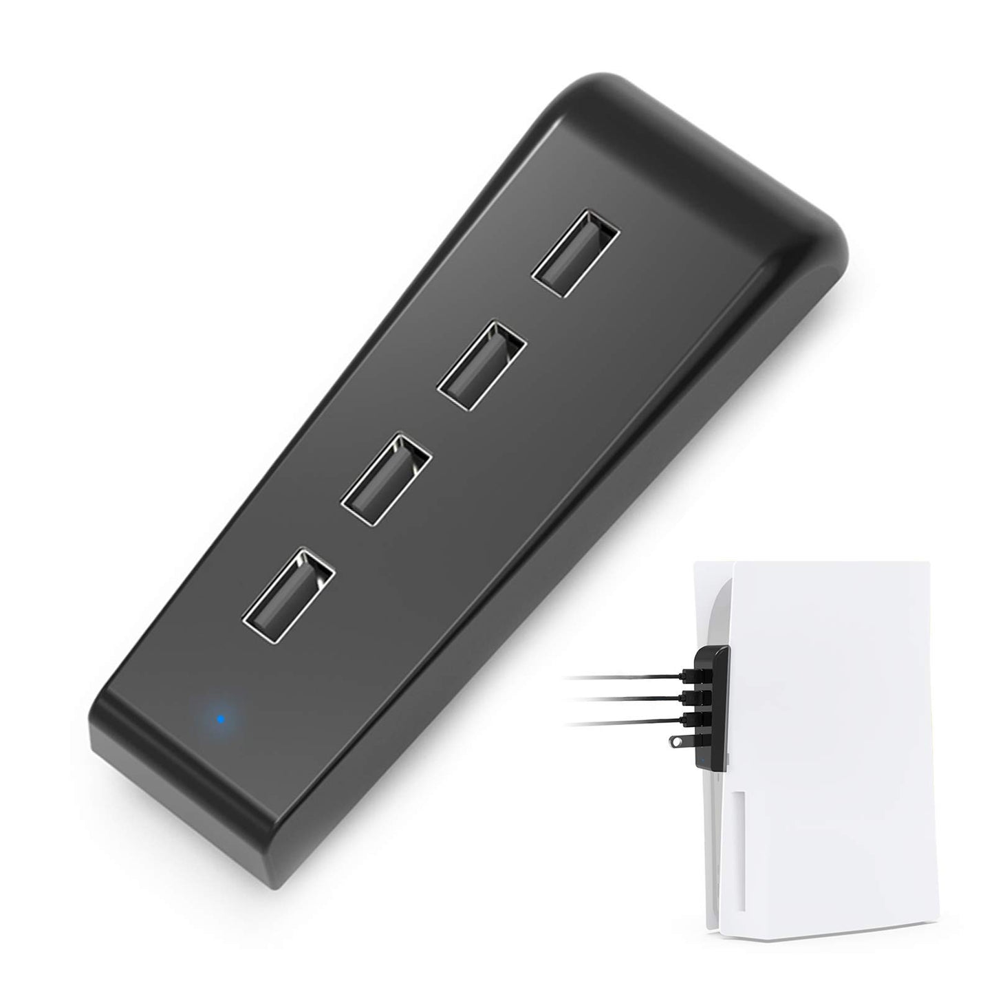 NexiGo PS5 4 Ports USB Hub, [Minimalist Design], High-Speed Data Transfer, Fast Charging Ports for DualSense Controller, Splitter Expander