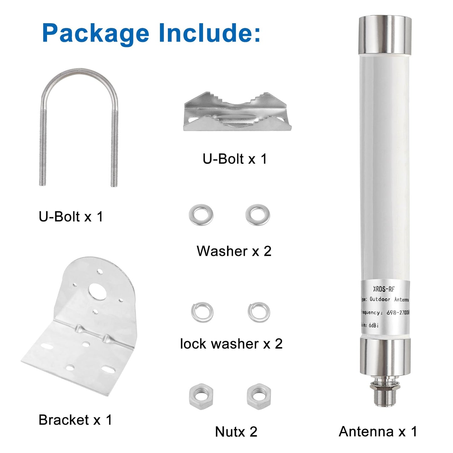 XRDS-RF 4G LTE Antenna 6dBi Omni-Directional Outdoor Fixed Mount Antenna with N Female Connector for Router, Modem, Radio, Signal Amplifier