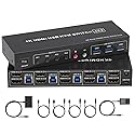 4K HDMI KVM Switch 2 Monitors 4 Computers, Dual Monitor and 2 HDMI USB 3.0 KVM Switches 4K@60Hz,Support Extended/Mirror Mode Share 3 USB 3.0 Ports