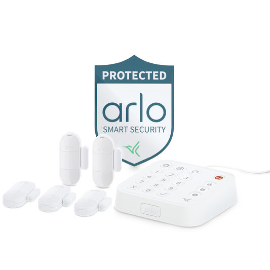 Arlo Home Security System - Alarm System with Wired Keypad Sensor Hub, 5 8-in-1 Sensors & Yard Sign - No Contract Required - DIY Installation - White