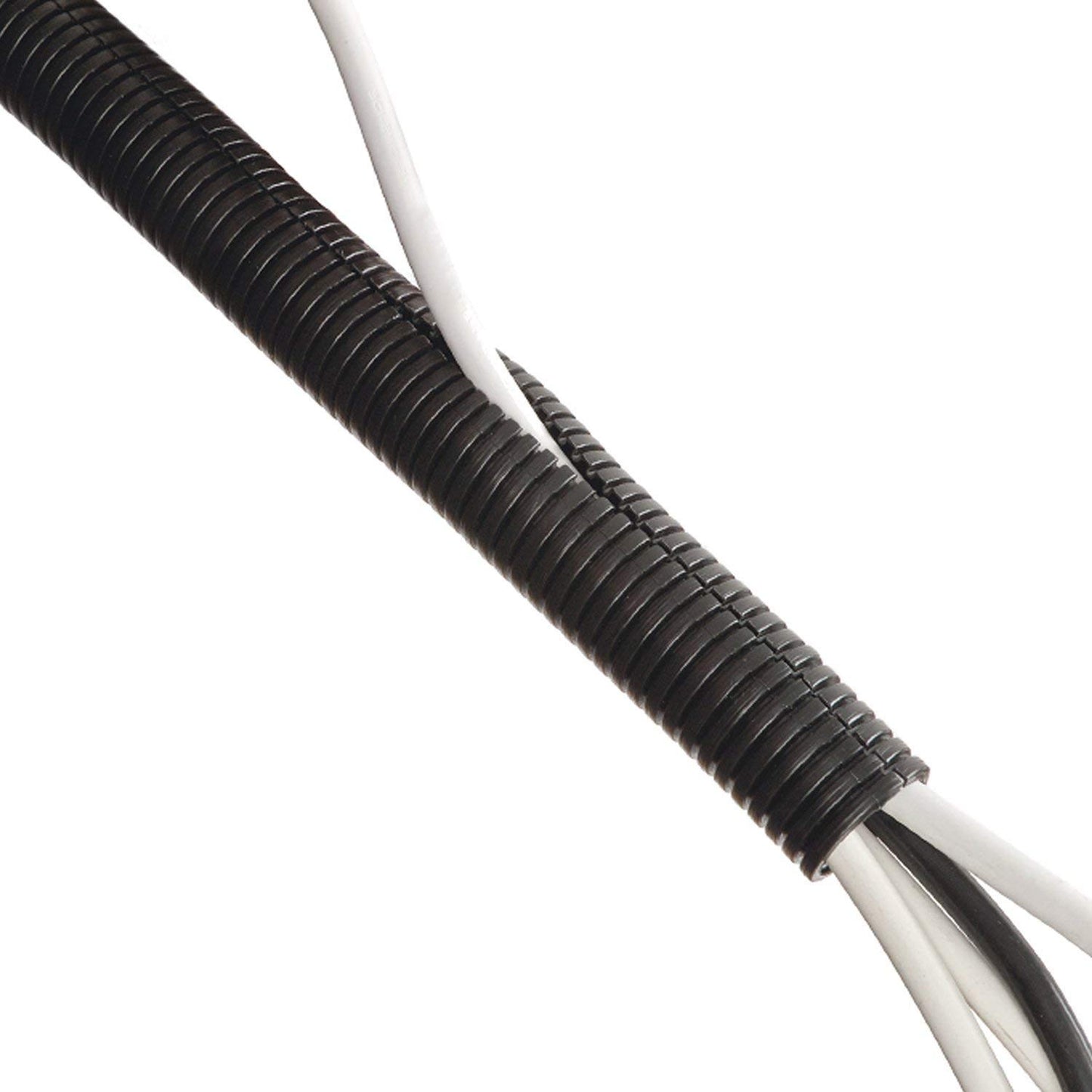 D-Line Black 43in Cable Sleeve, Flexible Wire Protector Tubing, Split Electrical Conduit, Plastic PC Cable Management Tube, Cord Sheath, TV Loom
