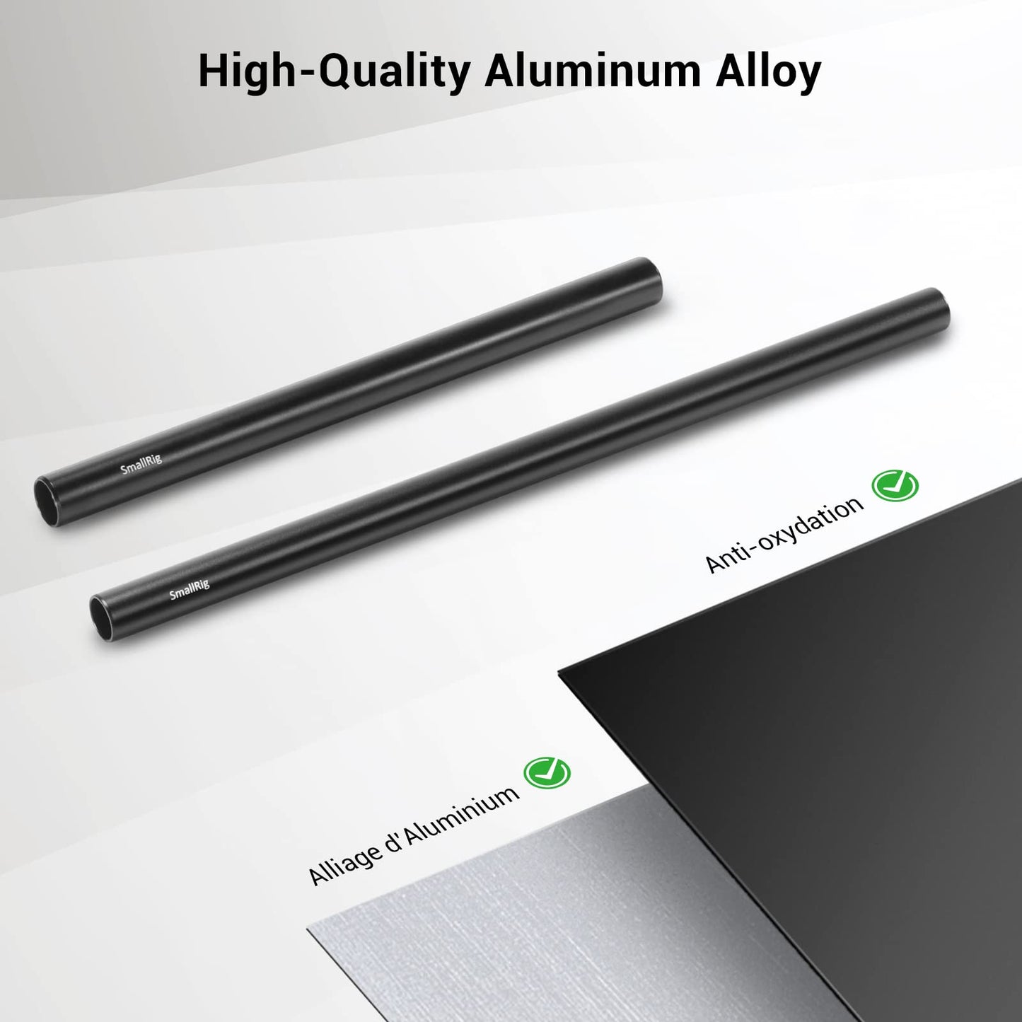 SMALLRIG 15mm Rods Pack with M12 Thread Rod Cap Connectors Aluminum Alloy Rods Combination for for Rig Mattebox Follow Focus 15mm Rod System - 1659
