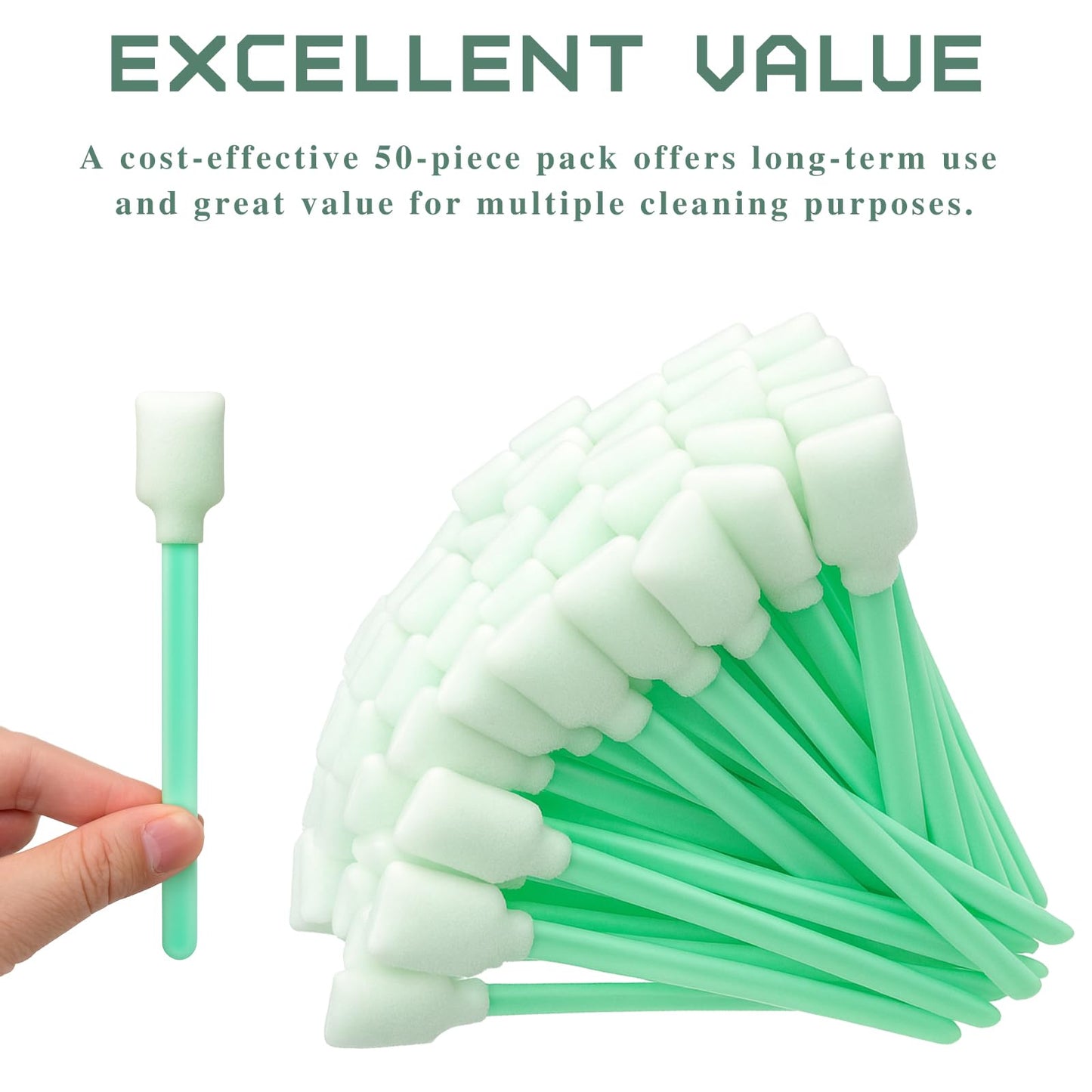 50PCS Foam Cleaning Swabs - Anti-Static Lint-Free Applicators for Printers, Cameras, Optical Lenses & Electronic Equipment