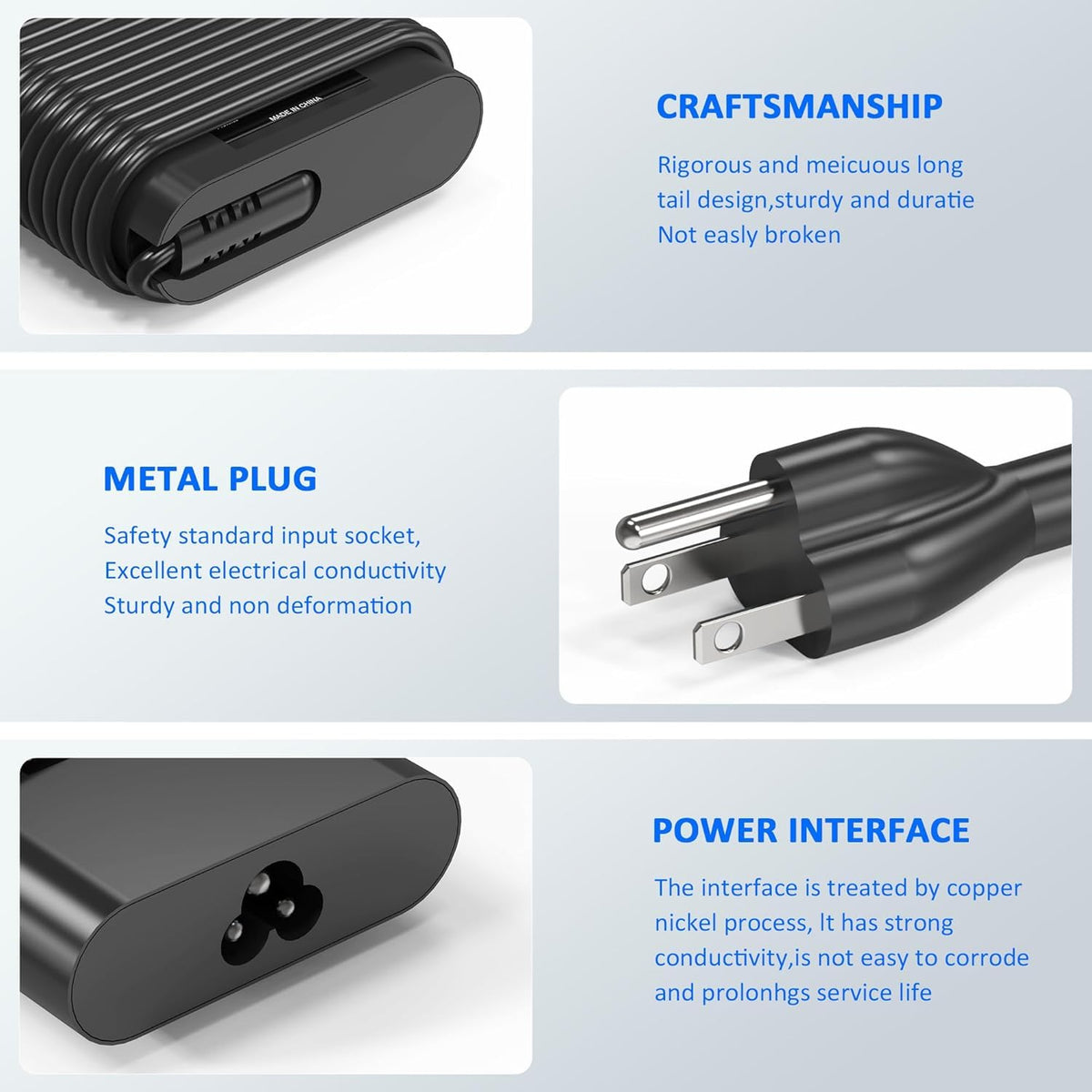 130W USB-C Laptop Charger Replacement for Dell XPS 15 17 Precision Latitude