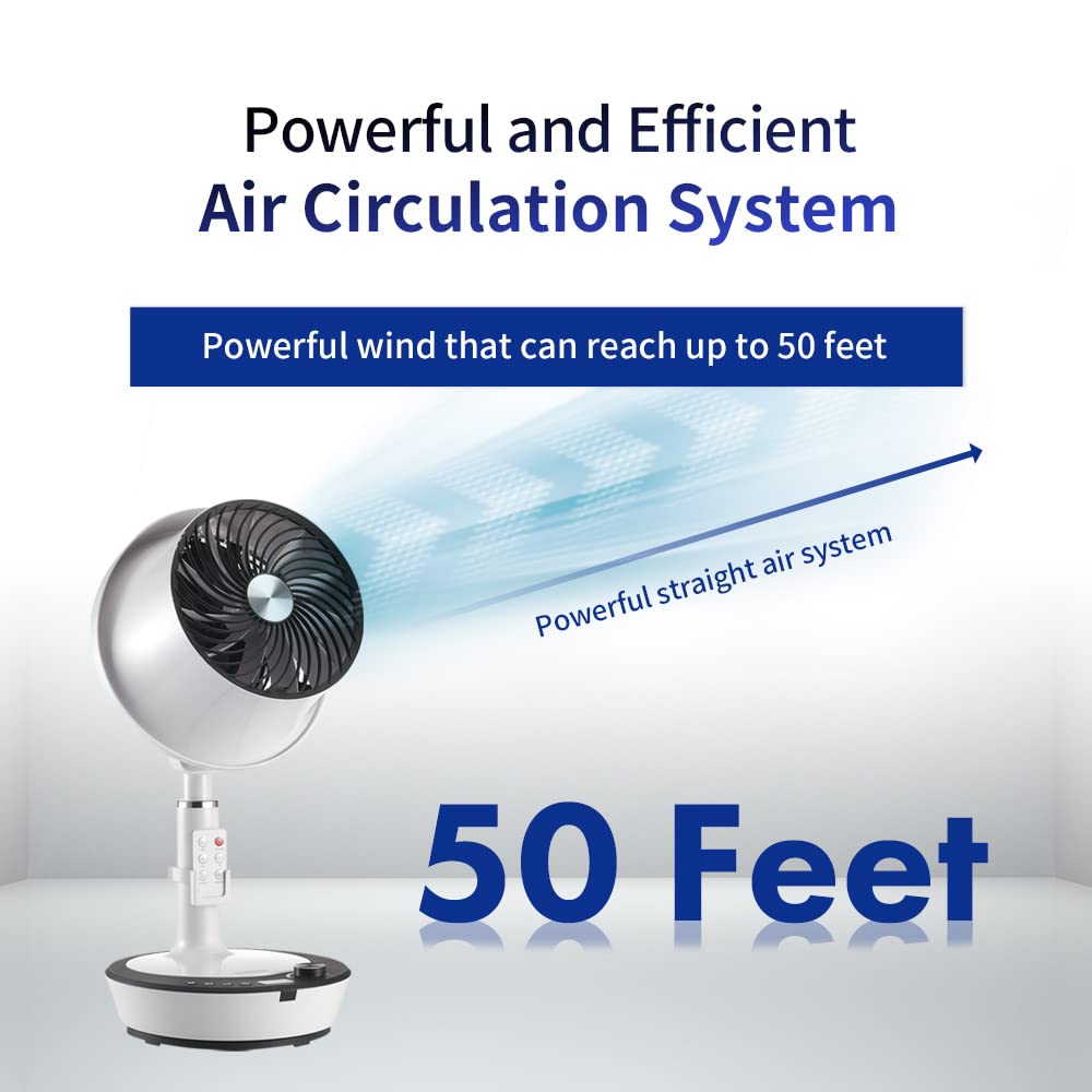 Soleus Air DC Motor Circulator Fan, 12 Speed Cooling Floor Fan, Adhustable Height, Oscillating, Outdoor Indoor Camping Travel