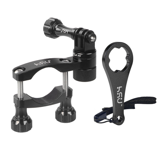 HSU Bike Handlebar Mount for GoPro, 360° Rotation Seat Post, 0.6-1.3inch Go Pro Motorcycle Mount Compatible with Hero 13/12/11/10/9/8/7/6, DJI Osmo