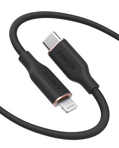 Anker USB C to Lightning Cable, MFi Certified Powerline III Flow Silicone Charging Cable for iPhone 13 13 Pro (Midnight Black, 6ft)