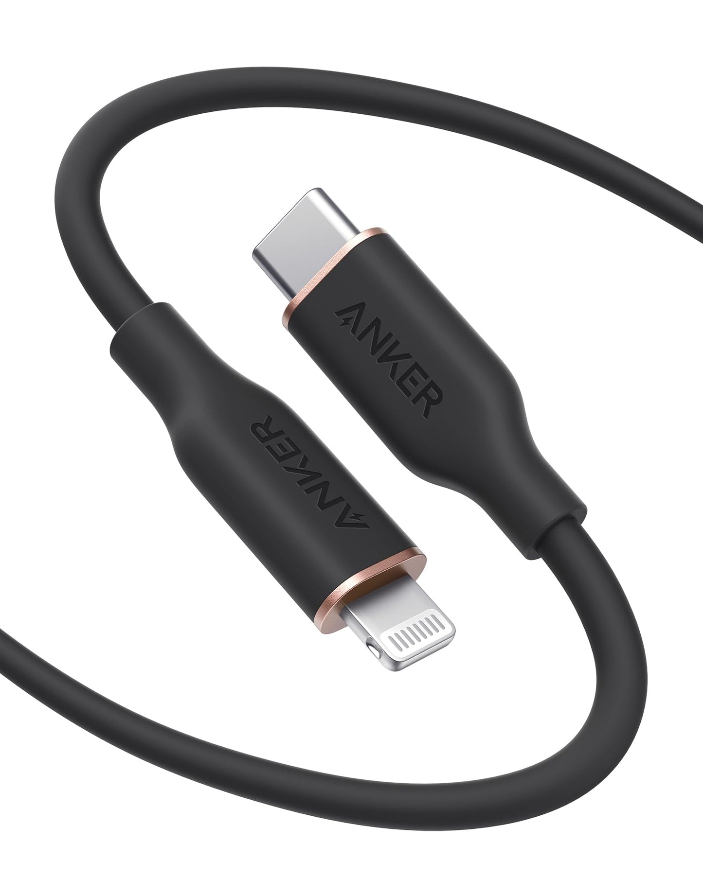 Anker USB C to Lightning Cable, MFi Certified Powerline III Flow Silicone Charging Cable for iPhone 13 13 Pro (Midnight Black, 6ft)