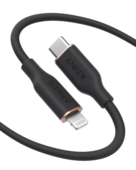 Anker USB C to Lightning Cable, MFi Certified Powerline III Flow Silicone Charging Cable for iPhone 13 13 Pro (Midnight Black, 6ft)
