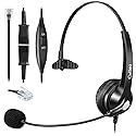 Callez RJ45 Telephone Headset with Microphone Noise Cancelling, Mono Quick Disconnect Phone Headset Compatible with Mitel/Aastra 6865i 6867i 6869i