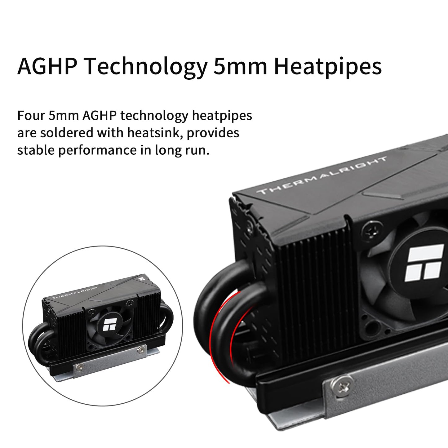 Thermalrlght HR10 2280 PRO Black SSD Heatsink Cooler,Double-Sided Heat Sink,with 4×5mm Heatpipes AGHP Tochnology,with Thermal Silicone Pad for M.2
