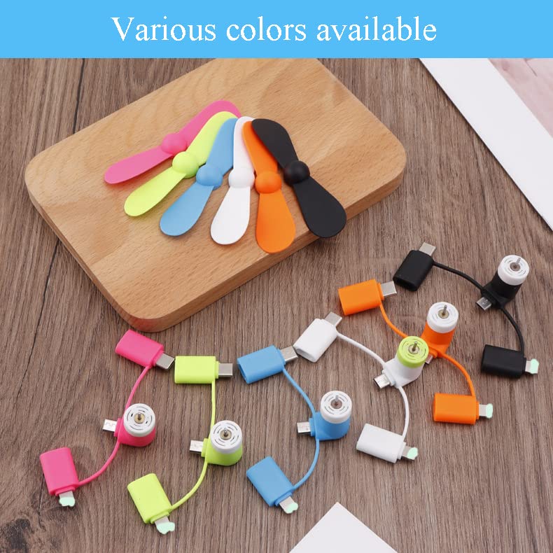 MIMIRACLE Mini Cellphone Fan 3-in-1 Portable Mobile Phone Fan Compatible with iPhone, Compatible with Android Smartphone, Cell Phone Summer