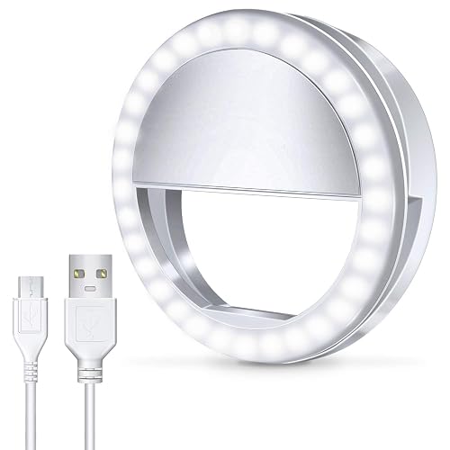 Meifigno Selfie Ring Light, [Rechargeable] with 36 LED Lights, 3-Level Adjustable Brightness Clips On Phone Ring Light Compatible with iPhone 16 15 14