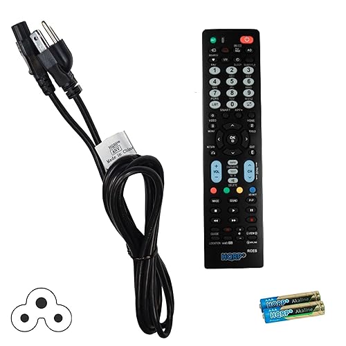 HQRP AC Power Cord and Remote Control Compatible with LG 55LF6000 55LF6100 55LF6300 HDTV LCD LED Plasma TV