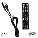 HQRP AC Power Cord and Remote Control Compatible with LG 55LF6000 55LF6100 55LF6300 HDTV LCD LED Plasma TV