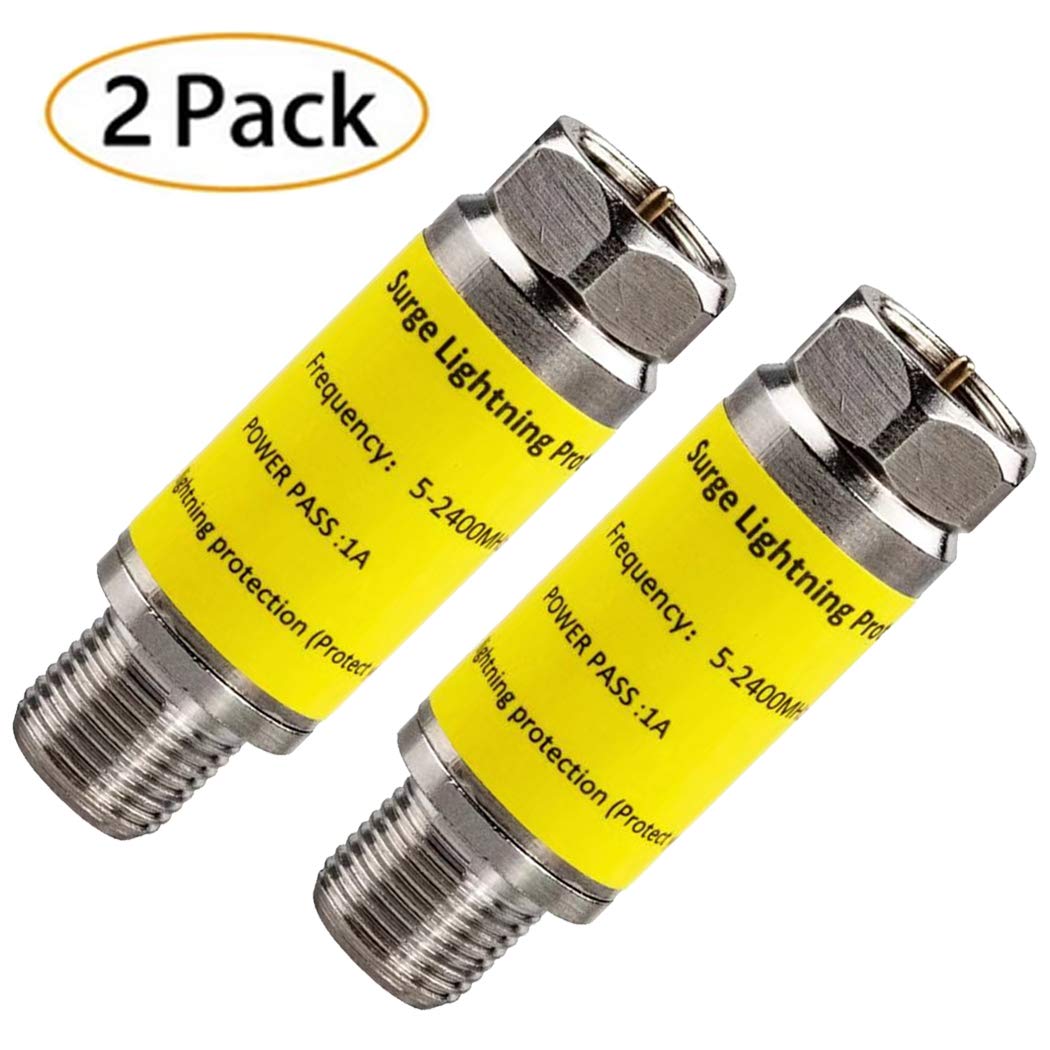Cable Protector for TV - 2PCS Coaxial Surge Protector for Satellite Antenna Cable TV ?Surge Lightning Protector for TV Antenna