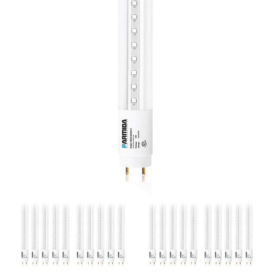 PARMIDA 20-Pack 4FT LED T8 Ballast Bypass Type B Light Tube, 18W, UL-Listed for Single-Ended & Dual-Ended Connection, 2200lm, Clear Lens, T8 T10 T12