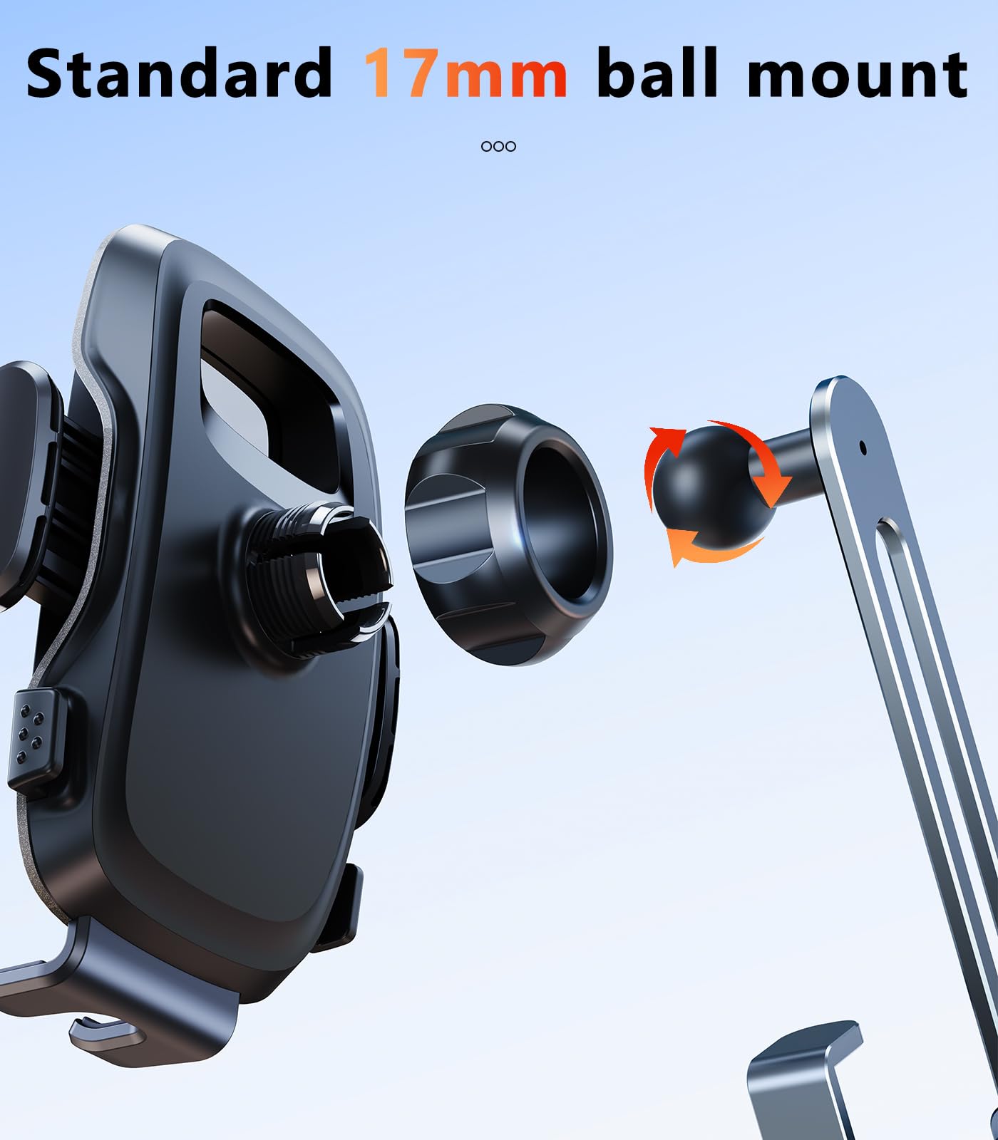 DICMKY Universal 17mm Ball Mount Phone Holder Clamp for Car Mount Replace [Dual Head Screen Phone Holder Clip Head Accessory]