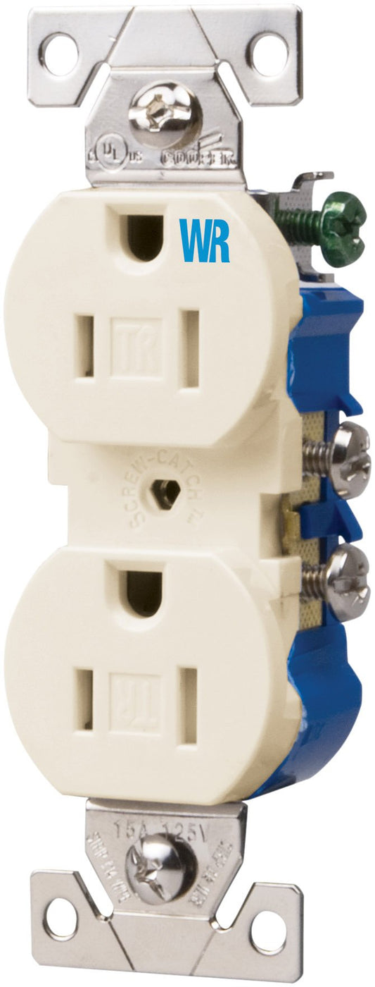Eaton TWR270LA 15-Amp 2-Pole 3-Wire 125-Volt Tamper and Weather Resistant Duplex Receptacle, Light Almond