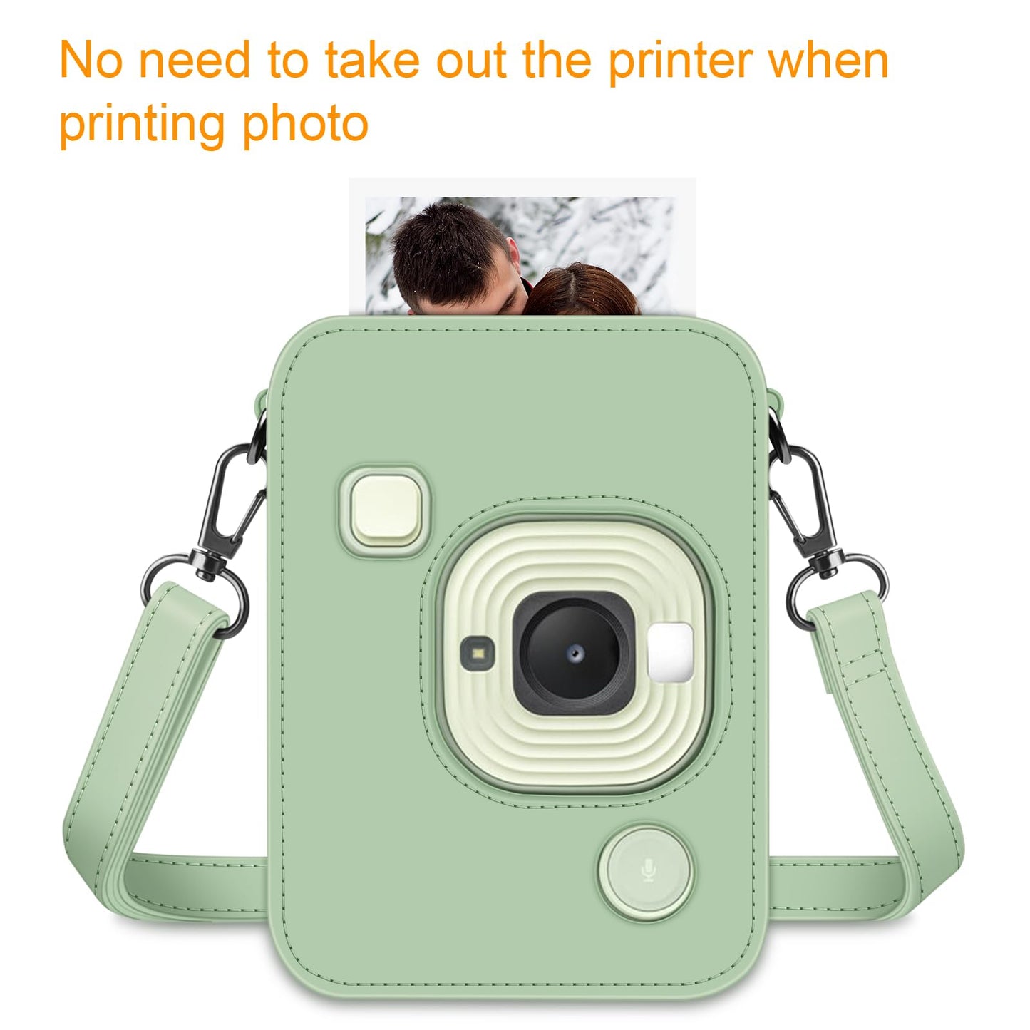 Fintie Carrying Case for Fujifilm Instax Mini LiPlay Hybrid Instant Camera - Premium Vegan Leather Portable Bag Cover with Removable Strap, Agave